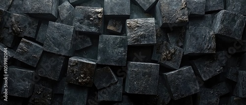Abstract dark gray stone blocks background.
