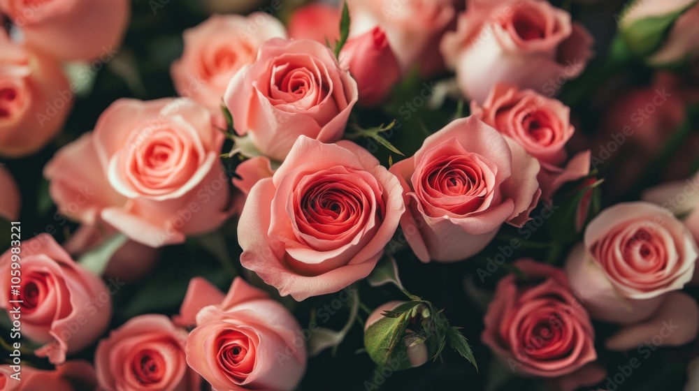 Fototapeta premium Bouquet of roses for special occasions, beautiful floral background. Romantic bouquet.