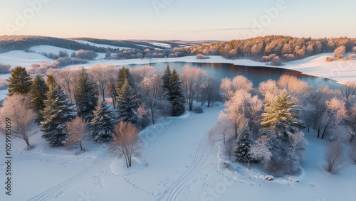 Wallpaper Mural winter landscape with snow covered mountains Torontodigital.ca
