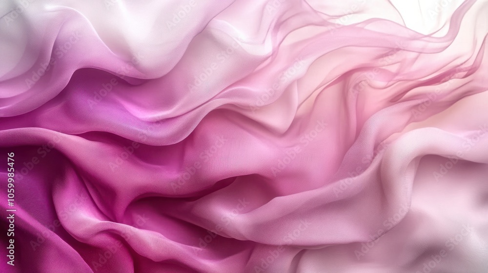 Obraz premium Soft chiffon layers in gradient pinks, creating a dreamy, flowing effect, on transparent background