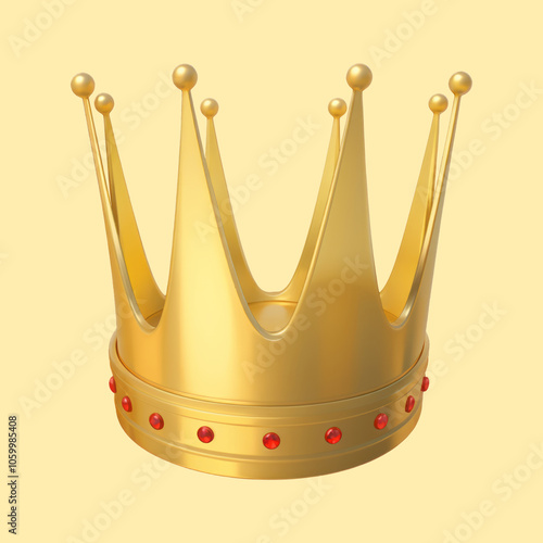 golden crown with a red diamond icon cartoon illustration