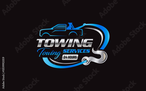 Illustration vector graphic of towing truck service logo design suitable for the automotive company