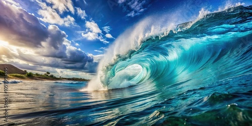 Captivating Close-Up of Ocean Waves: Panoramic Photography of Nature's Beauty, Blue Water, Ocean Depths, Rolling Swells, Seascape, Marine Life, Tranquil Moments, Wave Patterns