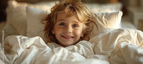 Wallpaper Mural Smiling child in bed Torontodigital.ca