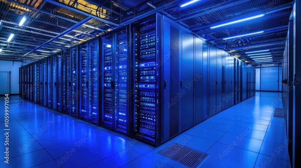 Fototapeta premium Exploring the high-tech world of data centers a glimpse into modern computing infrastructure