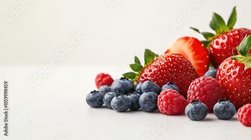 A colorful medley of fresh berries strawberries raspberries and blueberries for a healthy snack