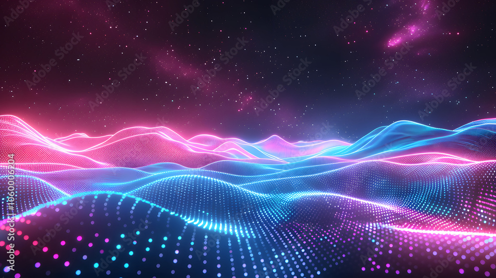 Fototapeta premium Big Neon Wave Background