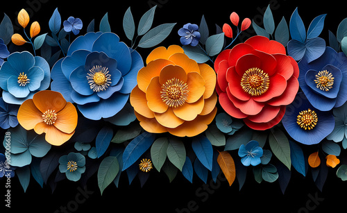 Flower ornament with painting background.