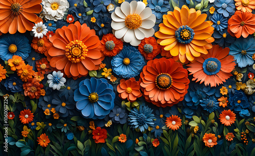 Flower ornament with painting background.