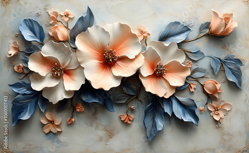 Flower ornament with painting background.