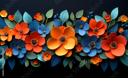 Flower ornament with painting background.