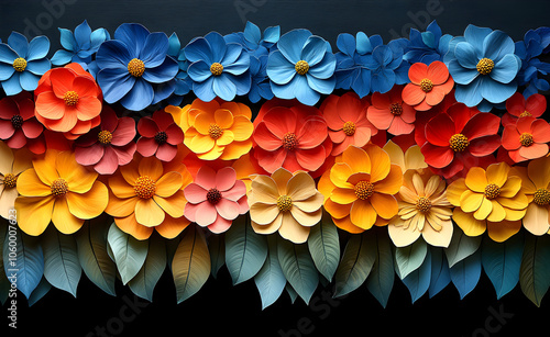 Flower ornament with painting background.