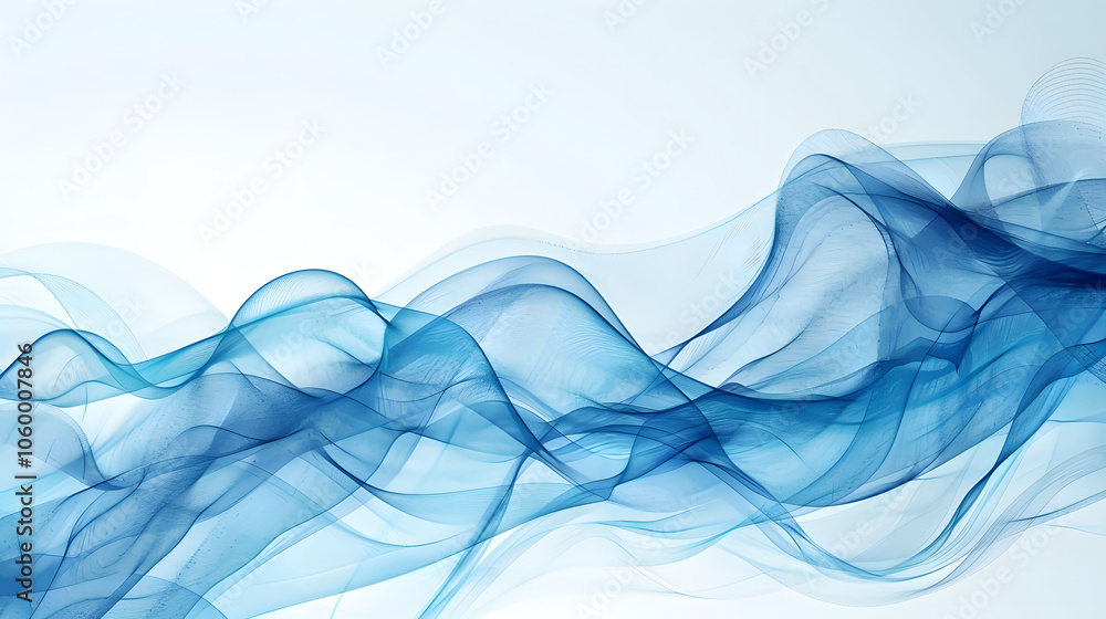 Fototapeta premium Blue abstract wave background with white background