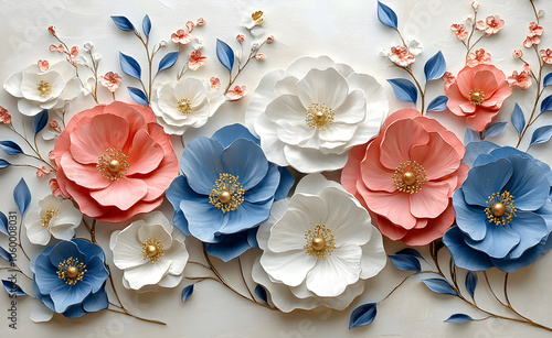 Flower ornament with painting background.