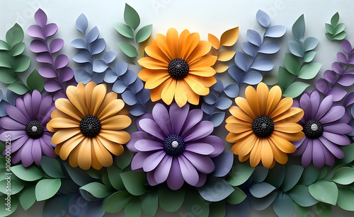 Flower ornament with painting background.