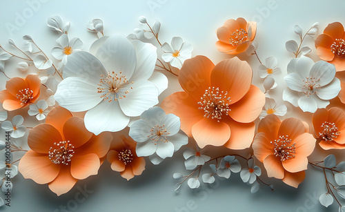 Flower ornament with painting background.