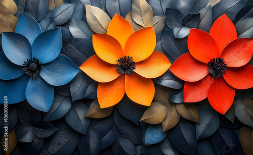 Flower ornament with painting background.