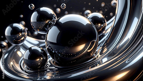 3d abstraction in the form of metal spheres