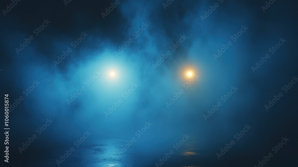 Mysterious light and fog atmosphere in dark setting. Mysterious light and fog atmosphere in dark setting.