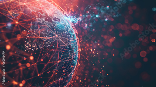 Connected and glowing digital globe abstract