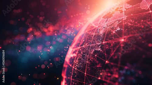 Connected and glowing digital globe abstract