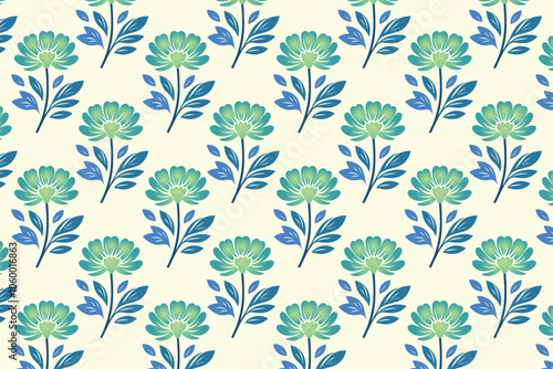 seamless floral pattern featuring vibrant abstract botanical flowers and lush green leaves in a multicolor design perfect for fashion textiles digital printing and modern creative projects