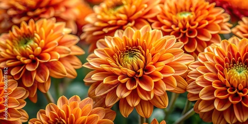 A cluster of bright orange flowers rapidly unfolding their petals in unison, plant, explosion, flora