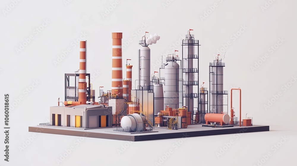 Obraz premium Petrol refinery isolated on white background