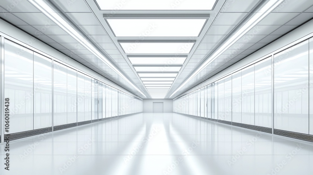Spacious modern hallway with white walls and glass panels, bright lighting creates a clean, minimalist atmosphere. Spacious modern hallway with white walls and glass panels, bright lighting creates a clean, minimalist atmosphere.
