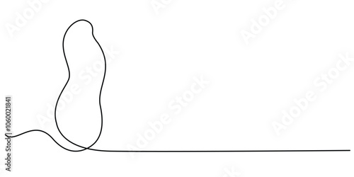 continuous line drawing of peanuts.one line drawing of peanuts with skin.single line vector illustration.isolated white background