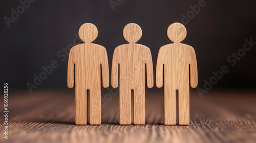 Closeup wooden people using as business relationship and soceity concept photo