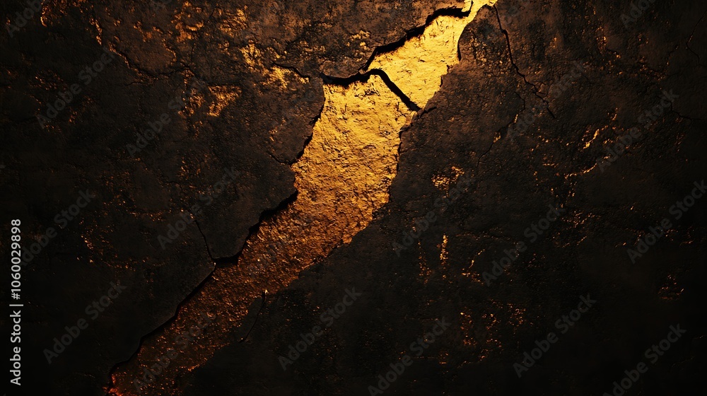 Fototapeta premium Abstract texture of cracked gold and black surface.