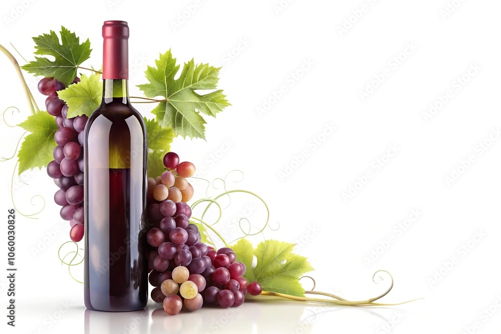 Obraz premium Elegant wine label with a minimalist design featuring a stylized vine and grape cluster, modern, wine bottle, label, elegant