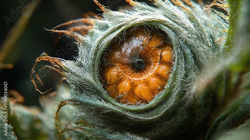 Close-up of fern sporangium, vibrant detail photo