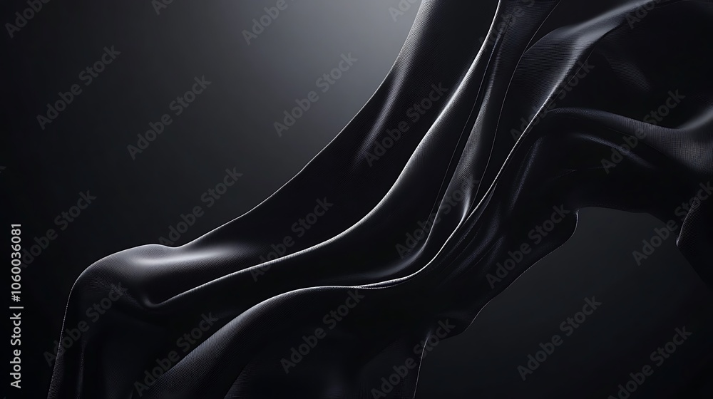 Fototapeta premium Draped black fabric with soft lighting.