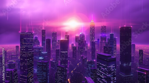Neon Skyline Cityscape