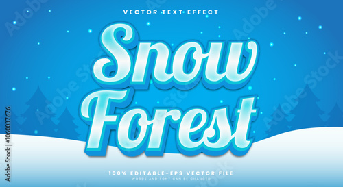 Snow Forest 3D editable text effect template with Snowy Background