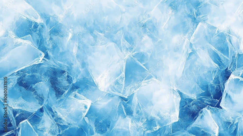 Obraz premium Blue Ice Texture Background for Creative Use, Beautiful winter natural blue ice texture of surface of frozen. Nature abstract pattern of white cracks. Winter seasonal background, mock up, flat lay, ic