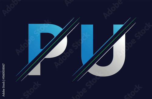pu letter colorful logo in the circle. Vector Logo Illustration.