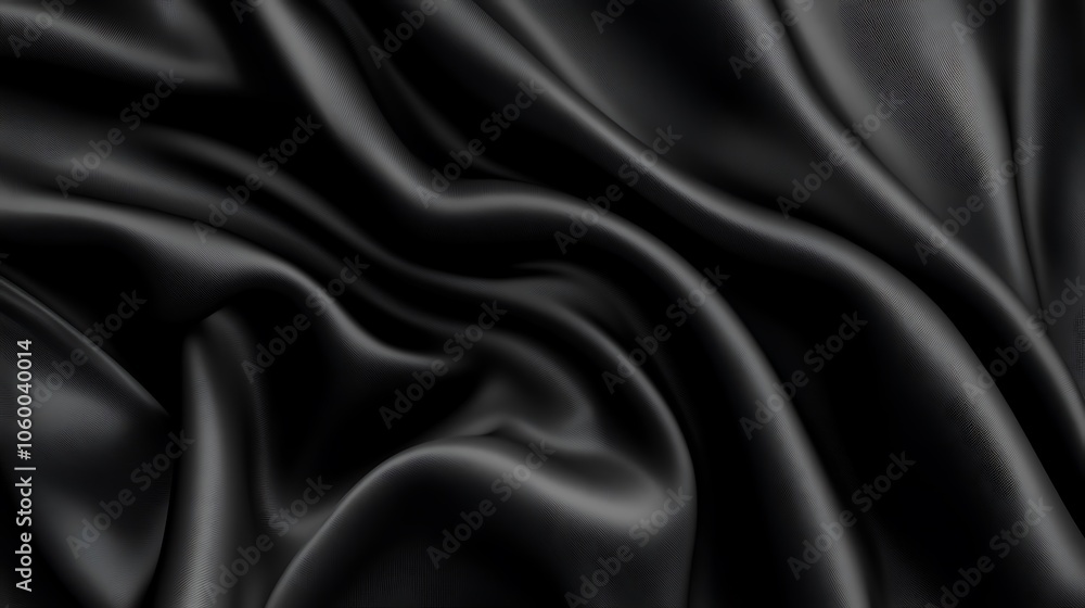 Smooth black satin fabric with elegant, flowing folds. Smooth black satin fabric with elegant, flowing folds.