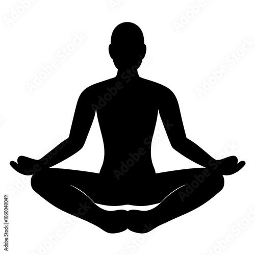 Meditation on silhouette in vector illustration on a white background