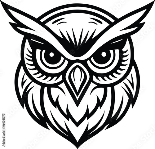 owl head logo vector illustration on white background photo