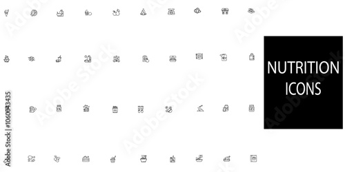 Nutrition simple concept 40 icons set.Vector illustration.