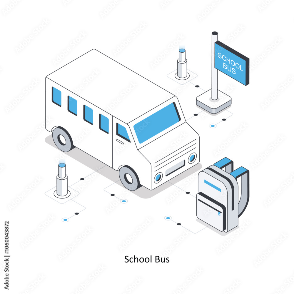 School Bus  isometric stock illustration. EPS File stock illustration
