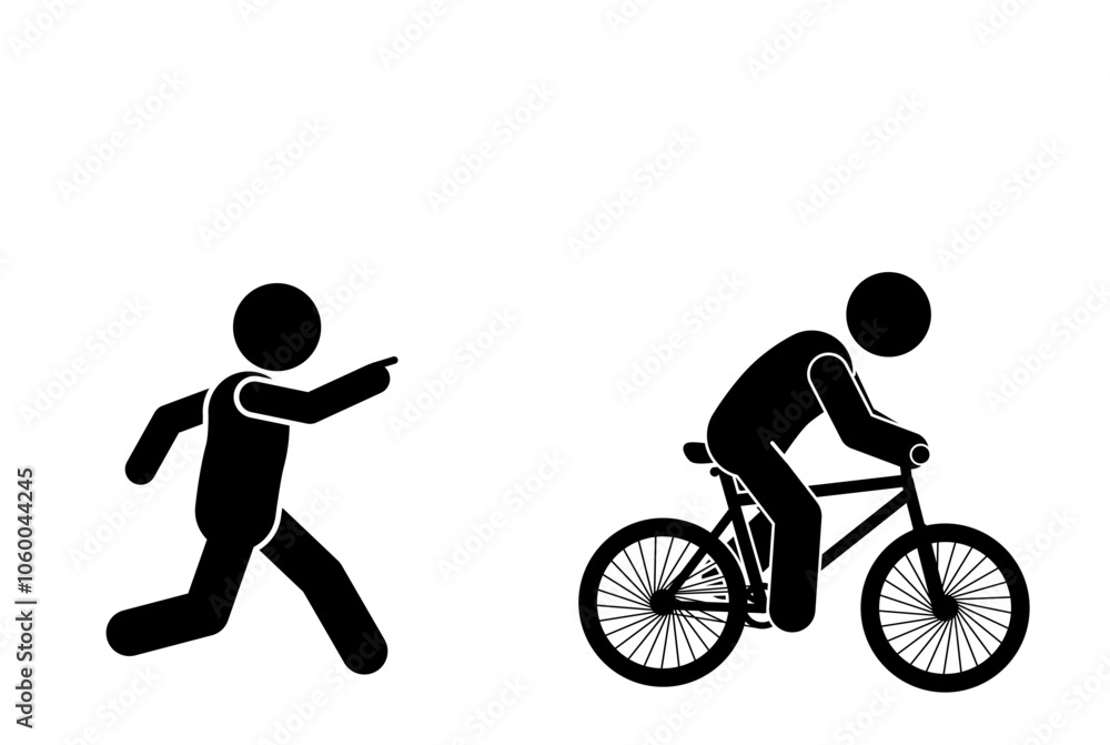 Obraz premium illustration of a person chasing a cyclist