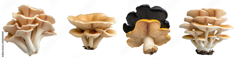 Mushrooms, white isolate background Mushrooms, white isolate background