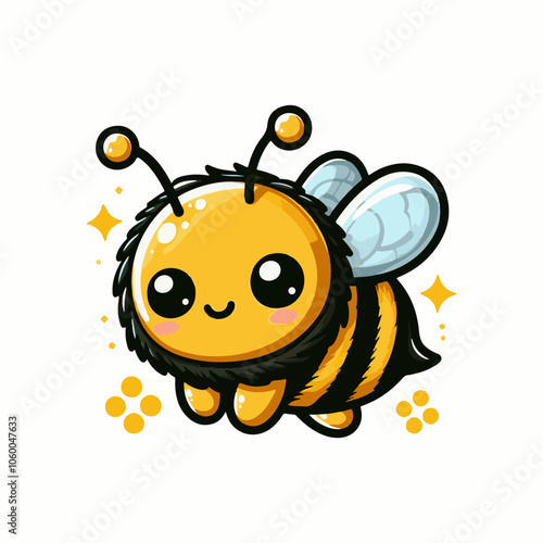 Yellow bee mascot cartoon logo vector template on white background