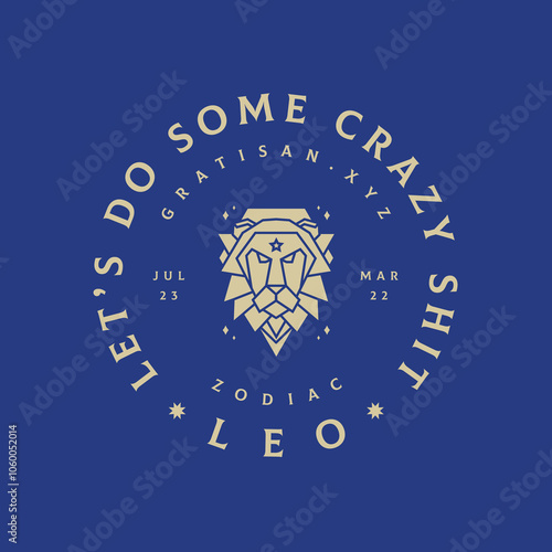 Leo zodiac sign emblem design