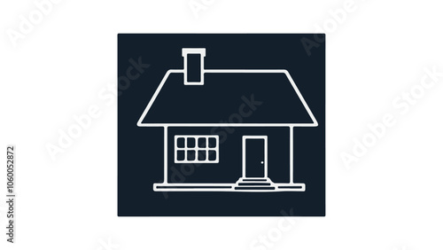 simple house outline illustration on black background