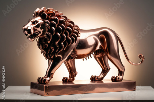 Copper lion figurine. Digit...